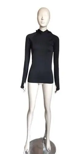 Lululemon  Black Textured Hooded Long Sleeve Top