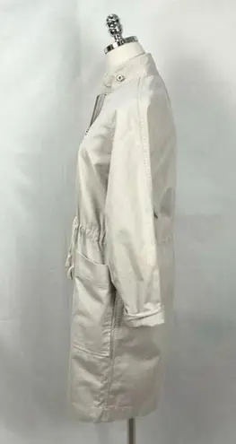 Baldwin Long Utility Jacket in Stone Ladies Sz XS Khaki Neutral Coat Cotton