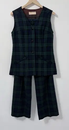 Pendleton Vintage Wool Plaid Vest Pants Set Sz 10