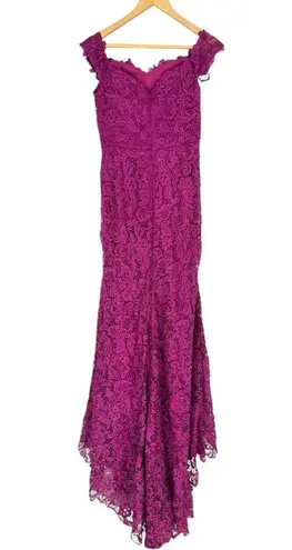 JJ's House JJ’s House Trumpet/Mermaid Off Shoulder Sweep Train Lace Evening Dress Orchid 4
