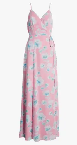 WAYF 💕💕 The Angelina Floral Wrap Gown ~ Mauve Pink Floral Print Small S NWT