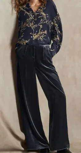 Sundance ✨ Crushed Velvet Silk Blend Wide Leg Black Sz 14 Pants✨