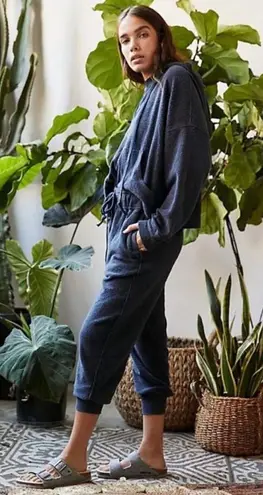 Free People Movement Radiant Joggers Sz Small Blue Terry Cloth Pants