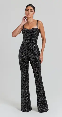 NADINE MERABI HAILEY BLACK JUMPSUIT, Size 10, $798