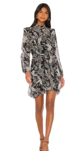 Bailey 44 Viola Floral Ruffle Chiffon Minidress Black Multi Size 6