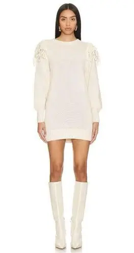 Cleobella Daniella Macrame Cream Ivory Long Sleeve Mini Sweater Dress