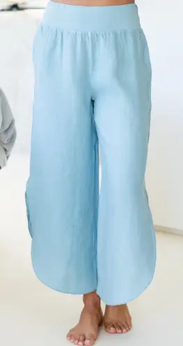 Splendid Iris ocean blue linen pants Size M