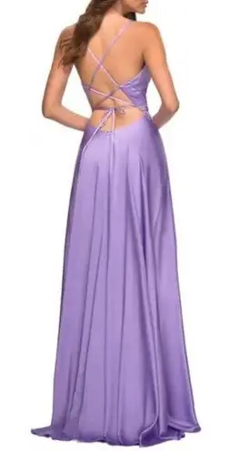 La Femme  Sleeveless Satin Gown in Lavender Size US 2