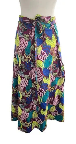 Coolibar Island Convertible Wrap Multicolored Palm Print Large Green