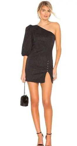 H:ours Elsa Dress in Black & White Small New Womens One Shoulder Cocktail