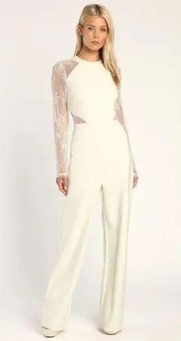 Lulu’s Ivory Lace Jumpsuit White Size M