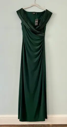 Ralph Lauren NWT Lauren  Leonetta Ruched Green Maxi Formal Evening Dress