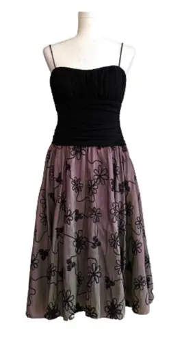 S.L. Fashions Dress Black Iridescent Pink Green Chiffon Party Cocktail Dress 10P