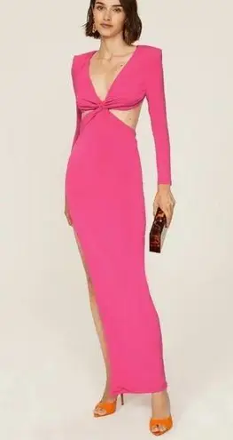 Nookie Rent the runway sz small pink jewel long sleeve cutout twist front dress
