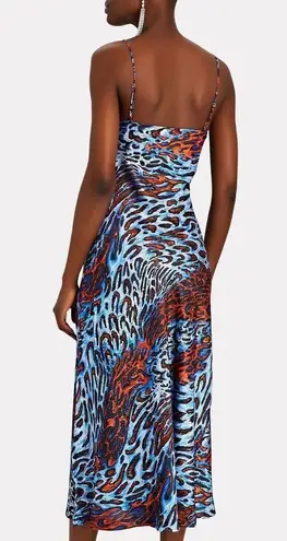 Jonathan Simkhai Standard Eliza leopard print cutout satin midi slip dress large