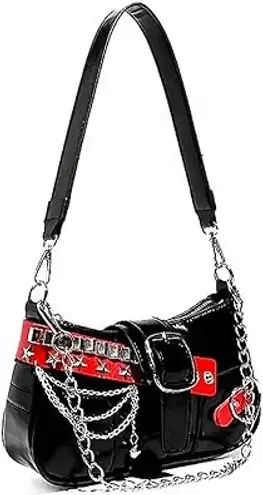 Small Hobo Shoulder Bags Handbag Goth Punk Clutch Purse Trendy