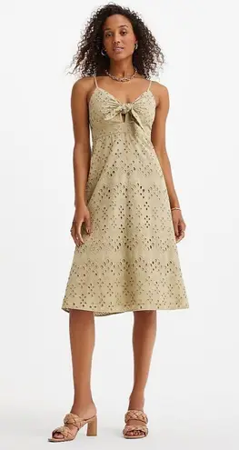 EXPRESS Eyelet Tie Front Midi Dress thumbnail 1