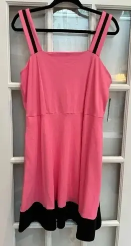 New York & Company Sundress Dress Womens Large Pink Cotton Sleeveless Pullover Black