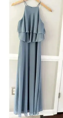 Bill Levkoff Evening Gown Slate Blue Formal Bridesmaid Maxi Dress Formal Size 8