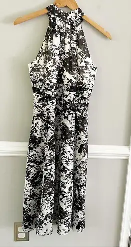 White House | Black Market WHBM  Floral Chiffon Halter Midi Dress Size 6 Cocktail