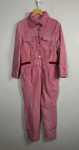Vintage pink suede boiler suit size large READ