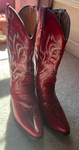 Red Cowboy Boots Size 8