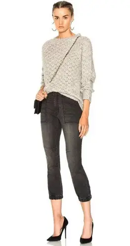 Nili Lotan Cropped French Military Pants Jeans Carbon Grey Cotton Utility SZ 27 Gray