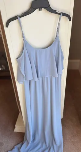 Show Me Your Mumu Steel Blue Chiffon Maxi Dress