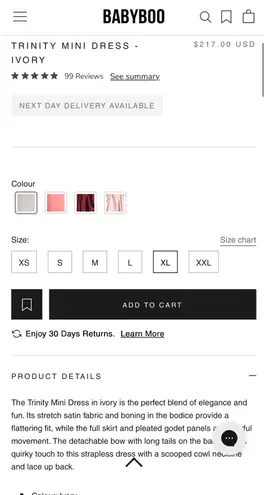 Babyboo Trinity Satin White Mini Dress