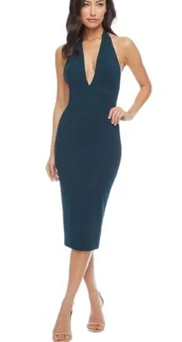 Dress the Population  Vanessa Dress Womens Medium Halter Bodycon Midi Sexy Party