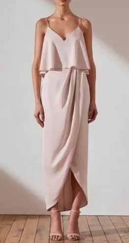 Shona joy Luxe Frill textured satin dress in porcelain colorway NEW 2