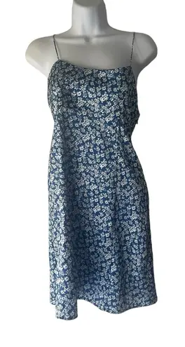 L.I.A Love Is All Women's Size Small Blue Floral Tie Back Satin Slip Dress