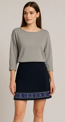 Emilio Pucci Skirt Women 6 Black Blue Geometric Trim Italy A Line Mini Luxury - Image 1