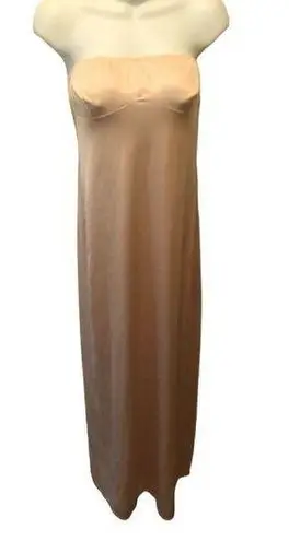 VTG Montgomery Ward Silky Long Strapless Intimate Slip Nylon Natural Beige 12/34 Size undefined