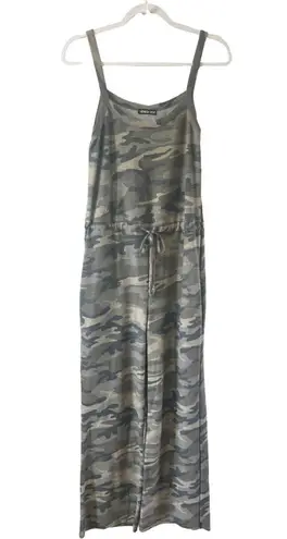 Heimish USA Jumpsuit Womens Size S Sleeveless Solid Urban camo terry cloth knit Green