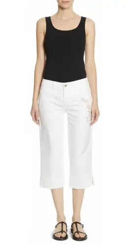 Gloria Vanderbilt Skimmer Capris Womens White Mid Rise Floral Print Size 10