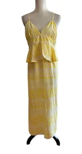 Future Collective Babydoll Yellow Maxi Dress Adjustable Straps & Ruffle Details Size 16