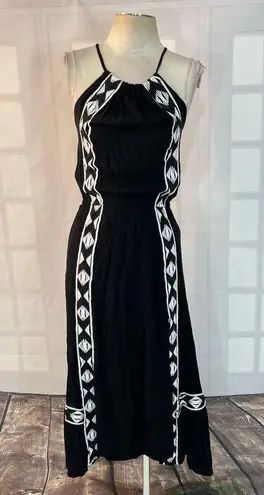 Ella Moss black embroidered halter neck sundress size small