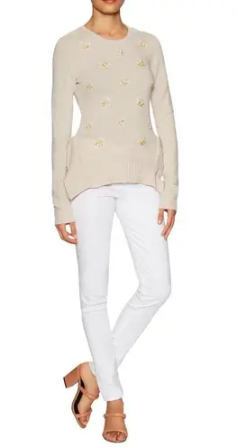 BCBGMAXAZRIA  • Loretta beaded pullover sweater embellished jewel cream ecru