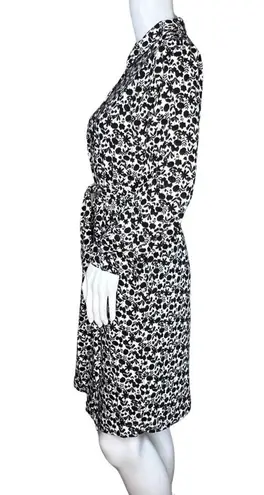 Boden Dress Women 6L White Black Floral Collared Button Placket Bohemian Cottage Size 6