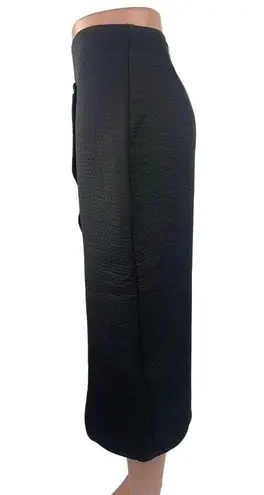 Closet Black Asymmetrical Button Front Pencil Cut Knee Length Wrap Skirt Size 6