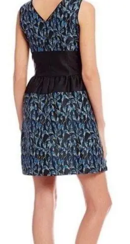 Belle Badgley Mischka Badgley Mischka Cocktail Dress Small Blue Floral Brocade Country Club Spring