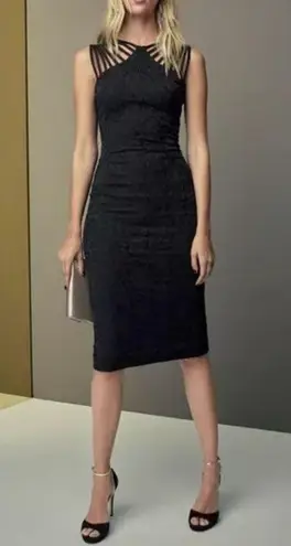 Dress the Population Black "strappy geometric" Midi Dress L