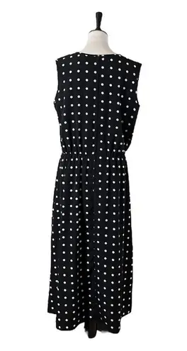 Blair Maxi Dress Vintage Elastic Waist Sleeveless Black Polka Dots Women’s Large