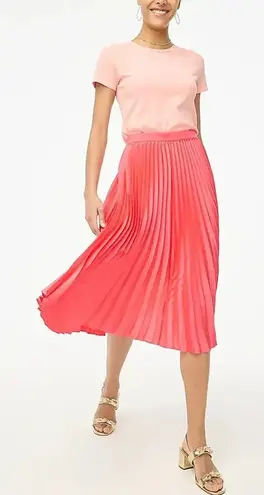 NWT J.Crew Factory Women's Medium Pink/Coral Pleated Elastic Waist‎ Midi Skirt Pink - Image 1