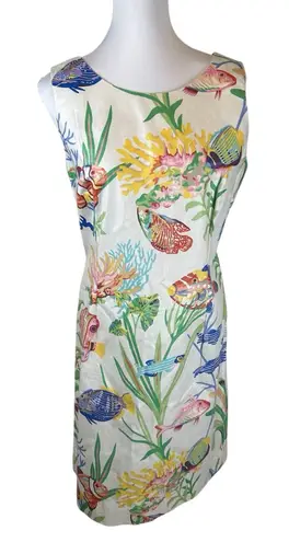 Charlotte Kellogg Sleeveless Shift Dress Tropical Fish Coral Reef