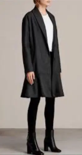 ALLSAINTS NWT Charcoal Gray Grace Ruffle Wool Coat