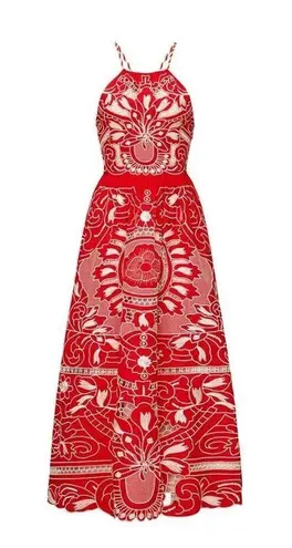 Red Valentino RTR red ♥️ Floral Embroidered Poplin Dress a-line EU 48 (12)