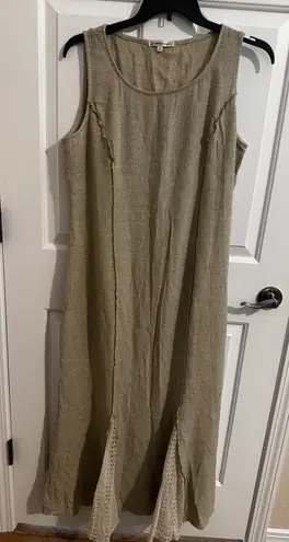 Vintage Spencer Alexis Tank Maxi Silk Blend Mermaid Flair Dress Flax Tan Size 16