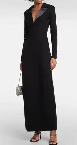 STAUD Humboldt Satin Lapel Gown Maxi Dress in Black Size M New w/Tag Retail $465